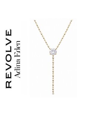 Revolve x Adina Eden CZ Prong Set Round Brilliant Cut Lariat Drop Necklace